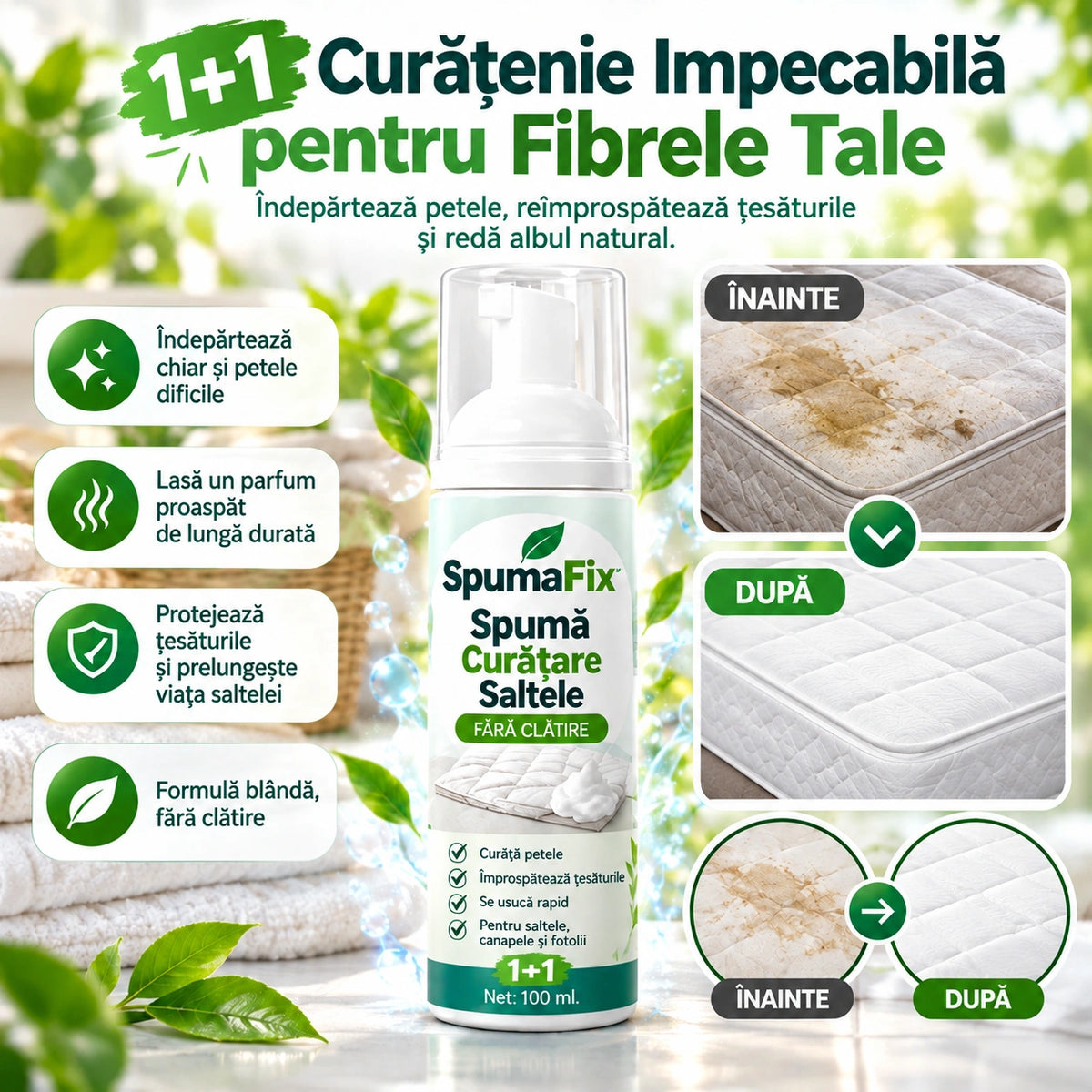 1+1 Spumă pentru Curățarea Saltelelor SpumaFix™