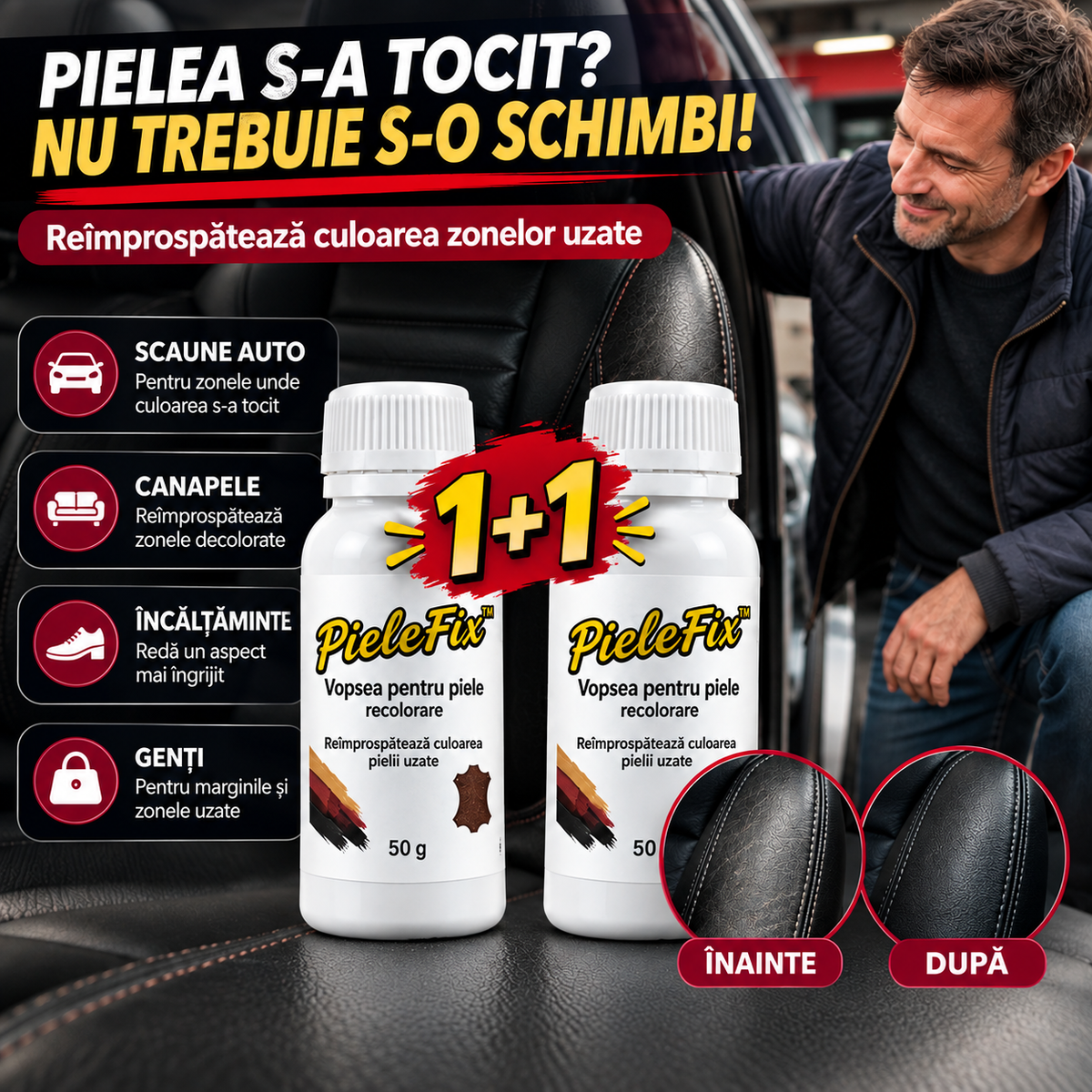 Vopsea 1+1  Pentru Recolorarea Pielii PieleFix™